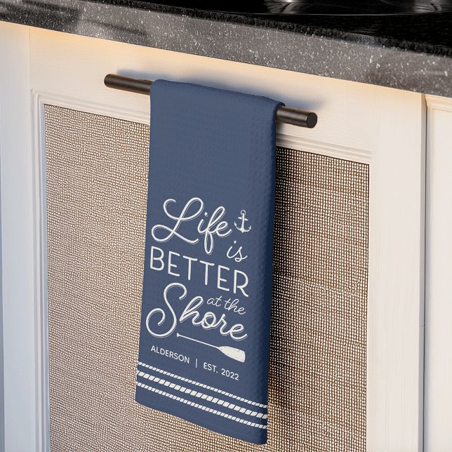 Personalised Life Is Better at the Shore Tea Towel (Creator Uploaded)