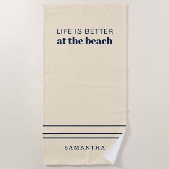 Personalised Life is Better Family Vacation Custom Beach Towel (Front)