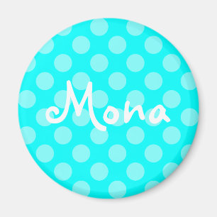 Personalised Light Aqua Polka Dot Magnet