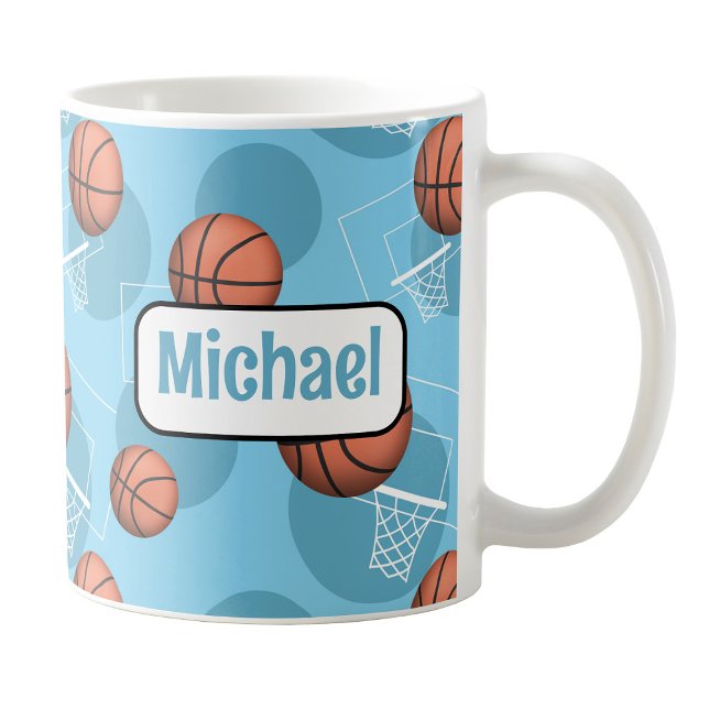 Personalised Light Blue Basketball Mug (Personalized Light Blue Basketball Mug at Amy's Coffee Mugs on Zazzle. )