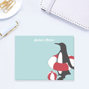 Personalised Light Blue Cute Cartoon Penguin Kids Post-it Notes