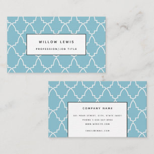 Personalised Light Blue Moroccan Lattice Modern Business Card