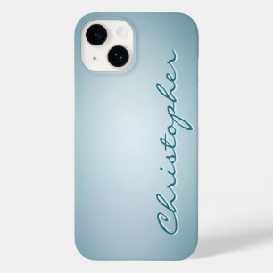 Personalised light blue Radial Texture Case-Mate iPhone 14 Case