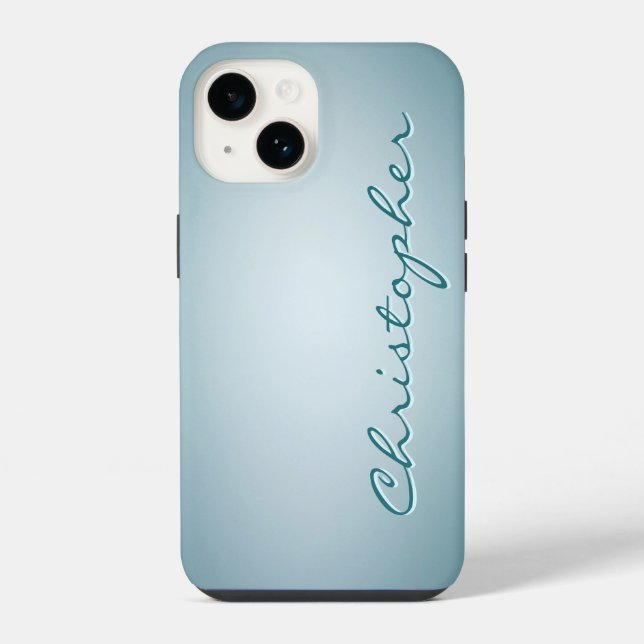 Personalised light blue Radial Texture iPhone Case (Back)