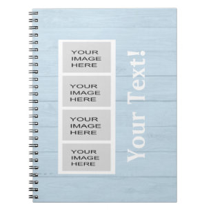 Personalised Light Blue Wood Photo Booth Notebook
