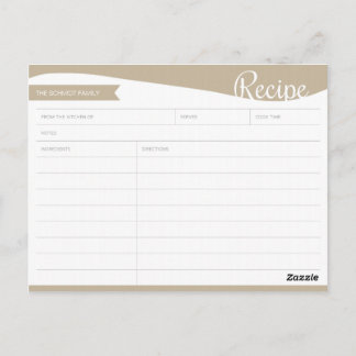 Personalised Light Brown & White Recipe Card