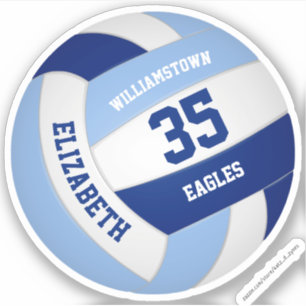 personalised light dark blue white volleyball 