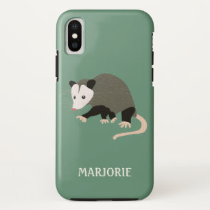 Personalised Light Green Cute Cartoon Possum iPhone X Case