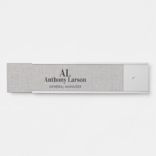 Personalised Light Grey Linen Black Typography Door Sign