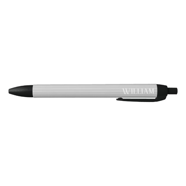 Personalised light grey pinstripes black ink pen (Bottom)