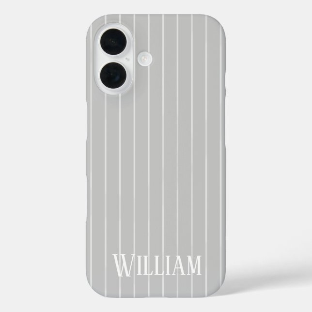 Personalised light grey pinstripes Case-Mate iPhone case (Back)