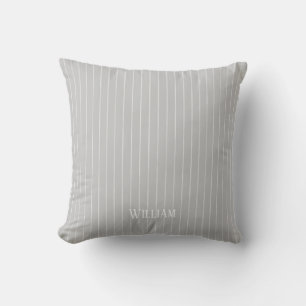 Personalised light grey pinstripes cushion