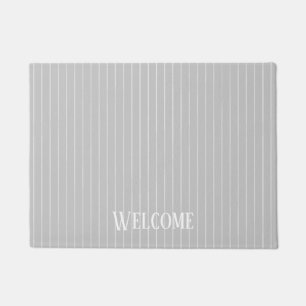 Personalised light grey pinstripes doormat