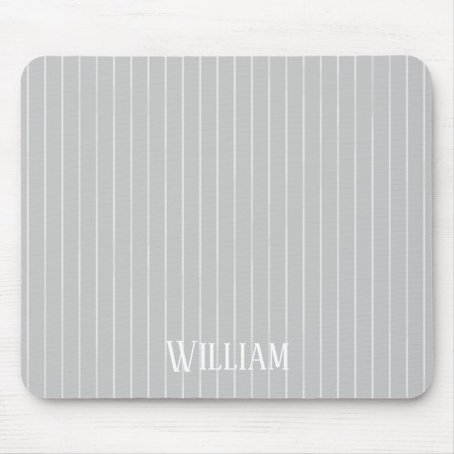 Personalised light grey pinstripes mouse pad (Front)
