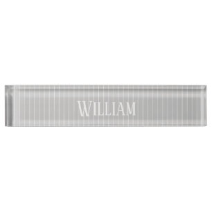Personalised light grey pinstripes nameplate