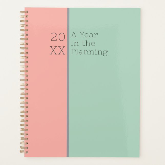 Personalised Light Pastels Soft Peach, Jungle Mist Planner (Front)