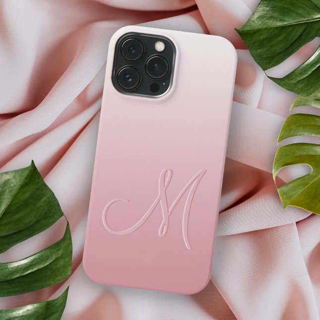 Personalised Light Peach Blush Pink Monogram Case-Mate iPhone Case (Creator Uploaded)