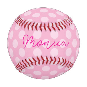 Personalised Light Pink Polka Dot Baseball