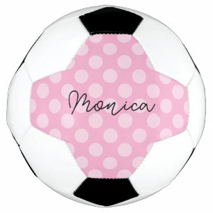 Personalised Light Pink Polka Dot Soccer Ball