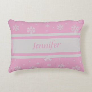 Personalised Light Pink Snowflake Accent Pillow