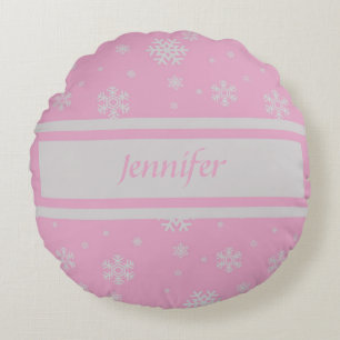 Personalised Light Pink Snowflake Pillow