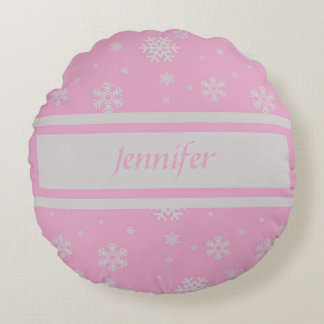 Personalised Light Pink Snowflake Pillow
