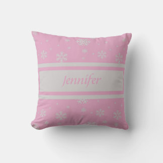 Personalised Light Pink Snowflake Pillow