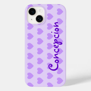 Personalised Light Purple Heart Pattern Case-Mate iPhone 14 Case