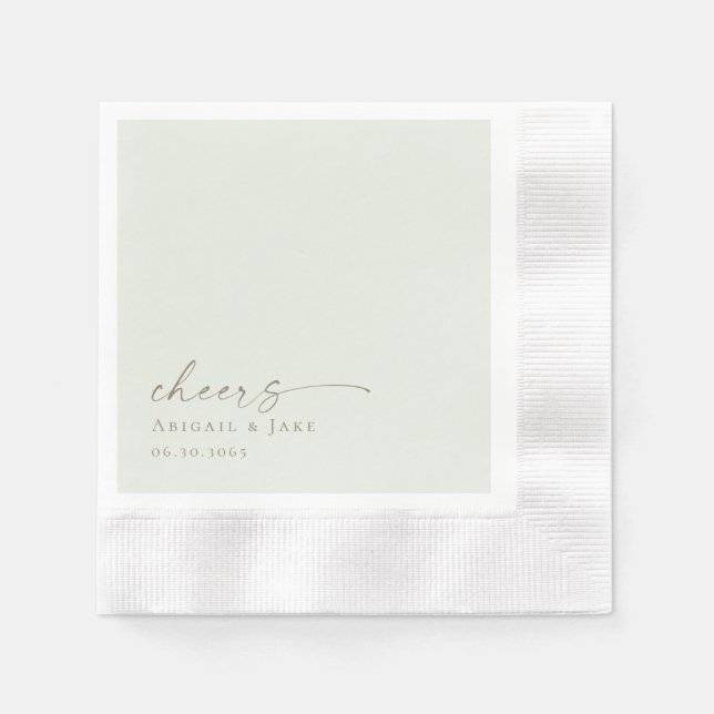 Personalised Light Sage Wedding Napkins (Front)