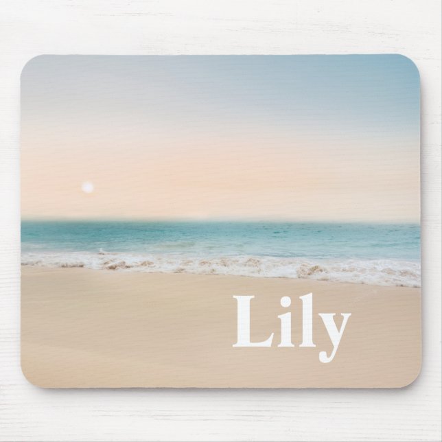 Personalised light sand beach mouse pad (Front)