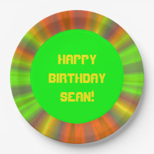 Personalised Light Show Fractal Art Birthday Paper Plate