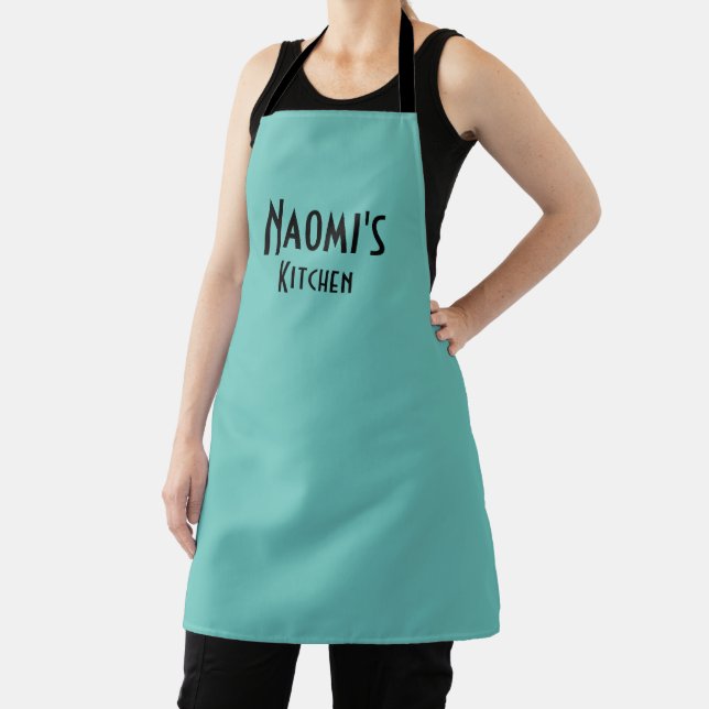 Personalised Light Teal Apron (Insitu)