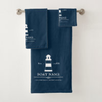 Personalised lighthouse Boat Name Blue Nautical
