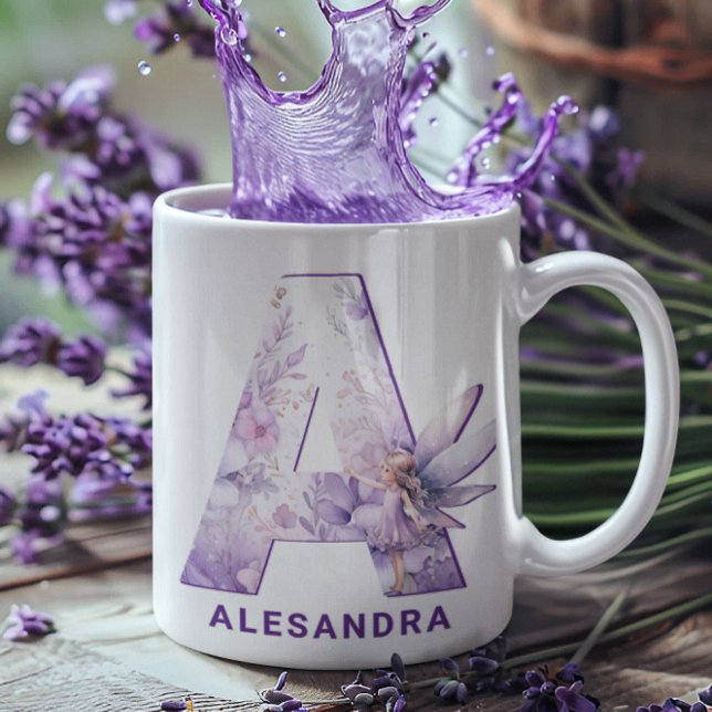 Personalised Lilac Fairy Monogram A Coffee Mug (Personalized Lilac Fairy Monogram A Coffee Mug)