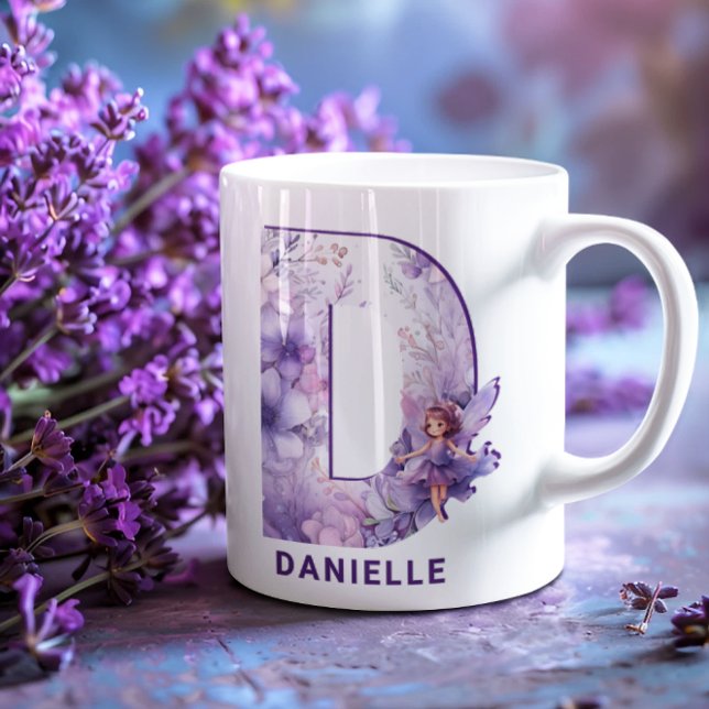 Personalised Lilac Fairy Monogram D Coffee Mug (Personalized Lilac Fairy Monogram D Coffee Mug)
