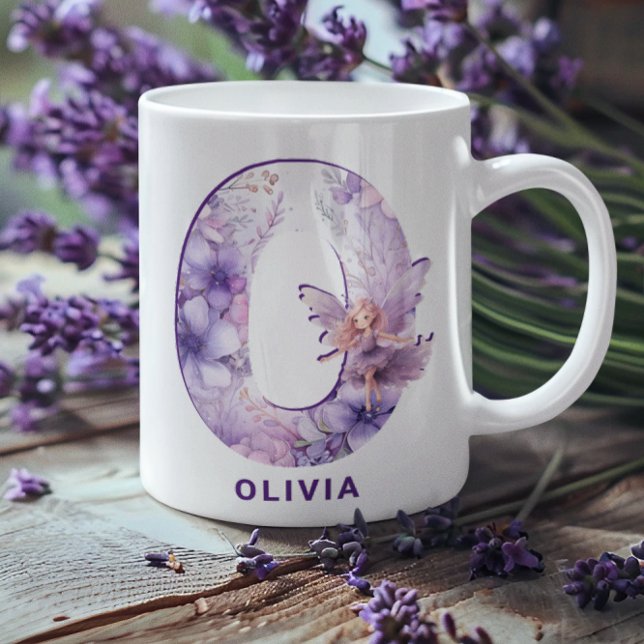Personalised Lilac Fairy Monogram O Coffee Mug (Personalized Lilac Fairy Monogram O Coffee Mug)