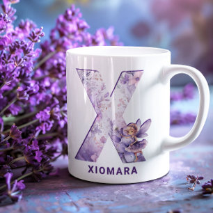 Personalised Lilac Fairy Monogram X Coffee Mug