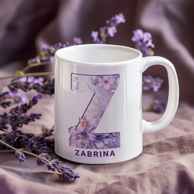 Personalised Lilac Fairy Monogram Z Coffee Mug (Personalized Lilac Fairy Monogram Z Coffee Mug)