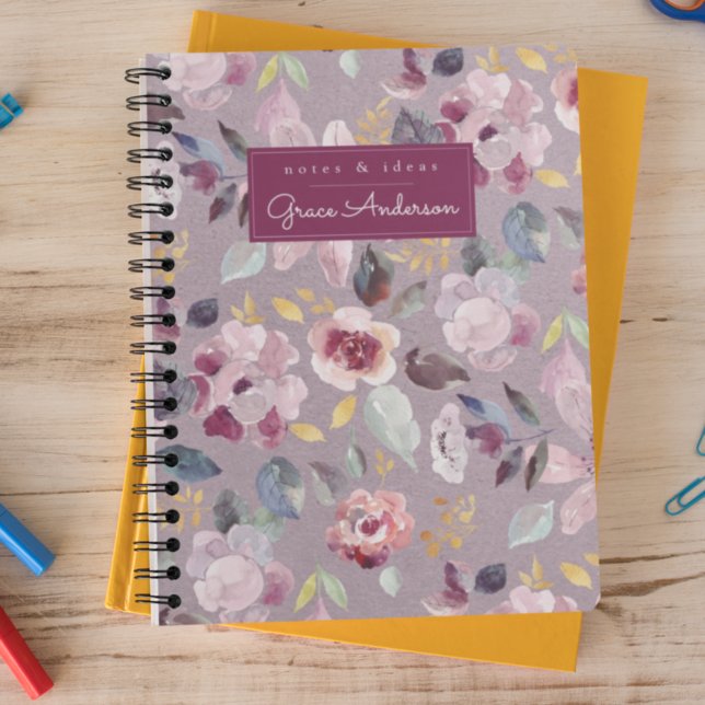 Personalised Lilac Floral Pattern Notebook (Creator Uploaded)