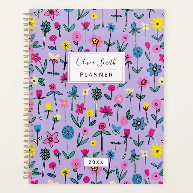 Personalised Lilac Flower Garden Pattern Planner (Front)