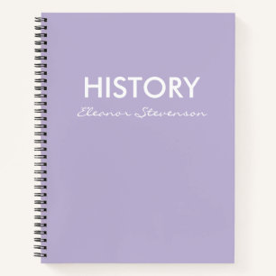 Personalised Lilac Lavender History Class Notebook