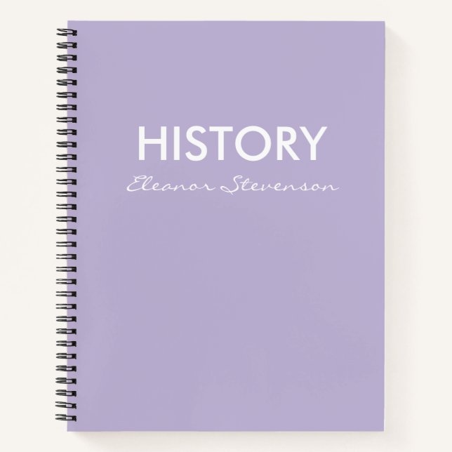 Personalised Lilac Lavender History Class Notebook (Front)