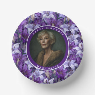 Personalised Lilies Flower Birthday Event Paper Plate