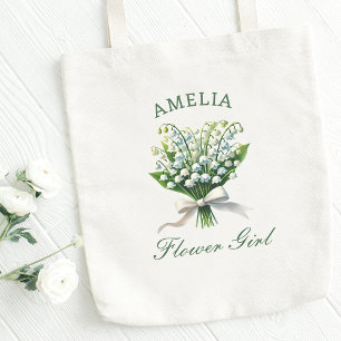 Personalised Lily of the Valley Bow Flower Girl Tote Bag