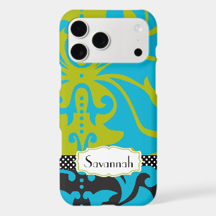 Personalised Lime Aqua Gold Damask iPhone 4 Case