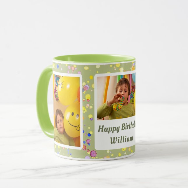 Personalised Lime Cream Confetti Custom Photos Mug (Front Left)
