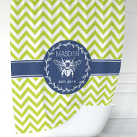 Personalised Lime Green Navy Honey Bee Chevron