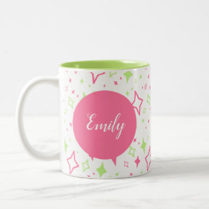 Personalised Lime Pink Mug with Stars