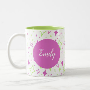 Personalised Lime Purple Mug with Stars