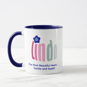 Personalised "Linda" Name and Evil Eye Flower Mug